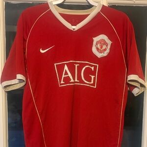 Nike Red and White Retro Soccer Jersey